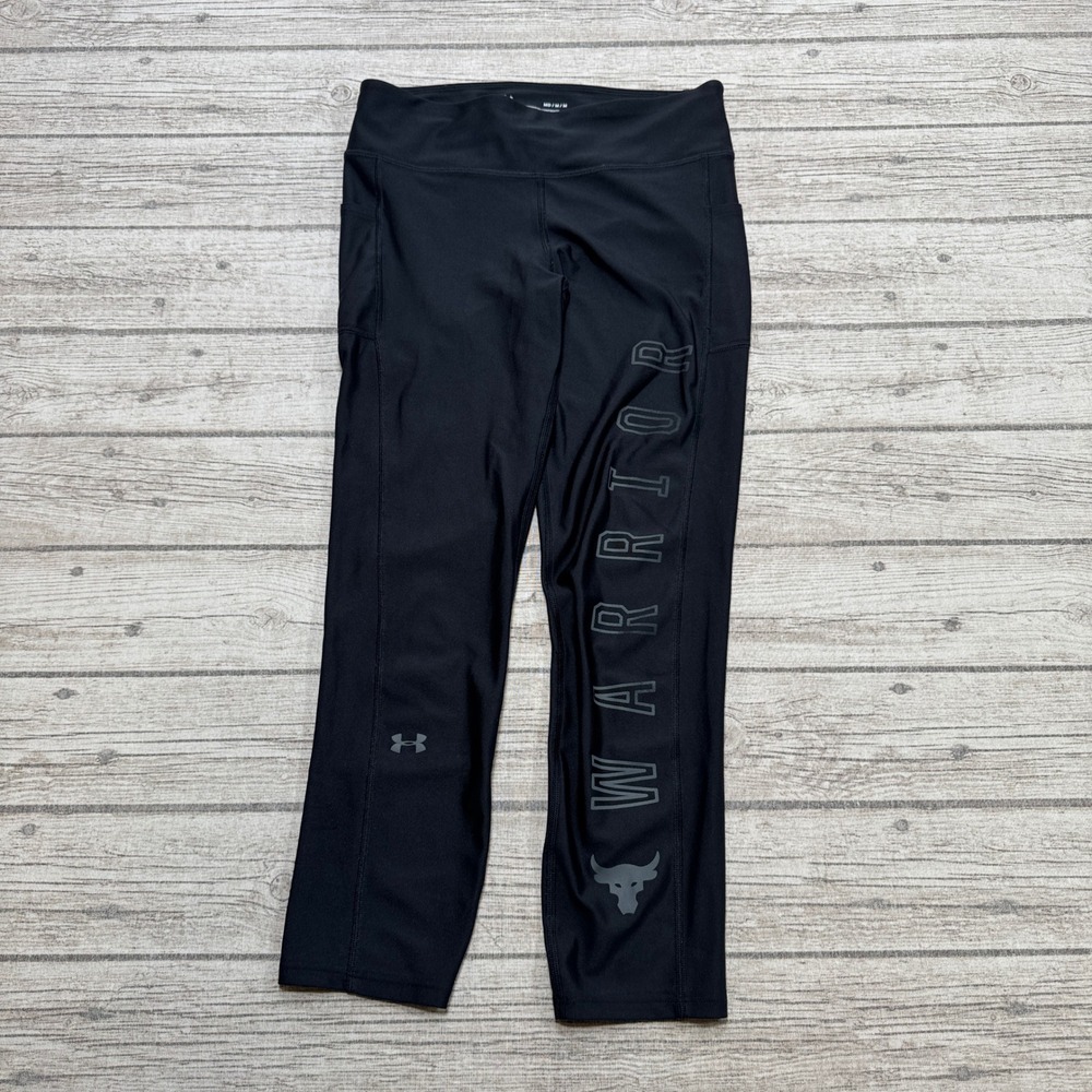 Under Armour Leggings Women's Medium Black HeatGear Compression Cropped Athletic